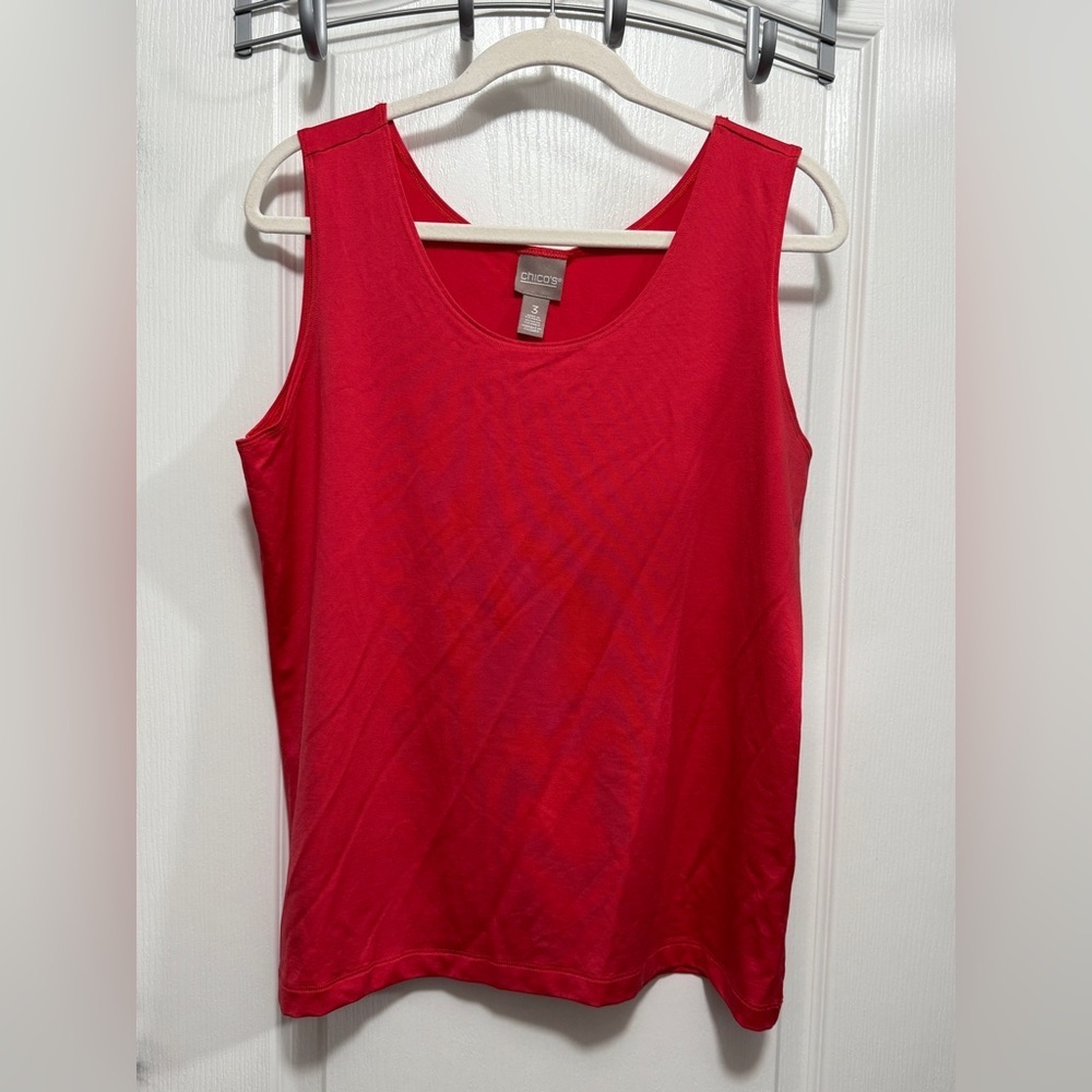 Chicos Tank Top Womens Size 3‎ XL Coral Orange Scoop Neck Stretch Microfiber